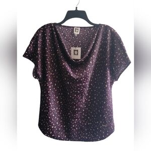 Anne Klein Purple Print Blouse - Size M